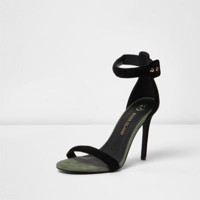 Black barely there buckle strap sandals